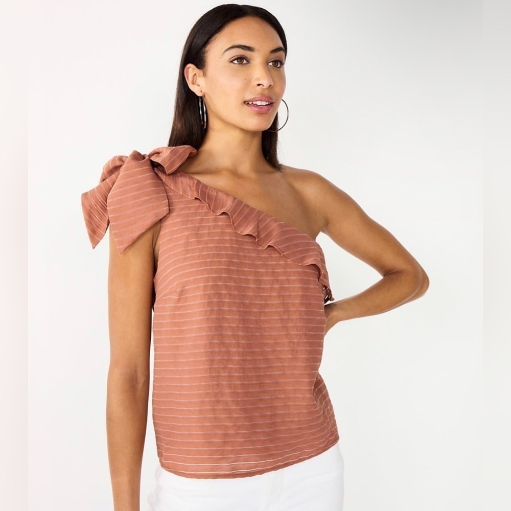 Nine West One Shoulder Ruffle Top l SIZE XS